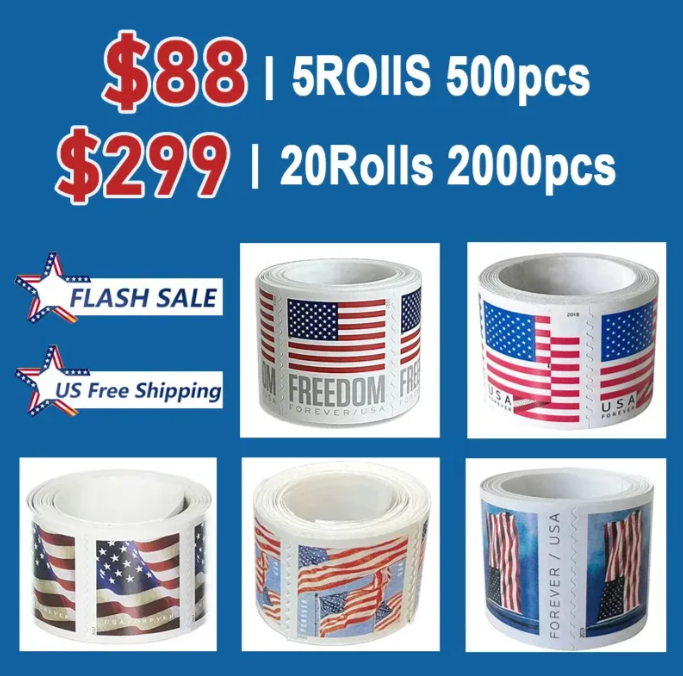 Big Sale! Flag Stamps 10 Rolls/1000 Pcs